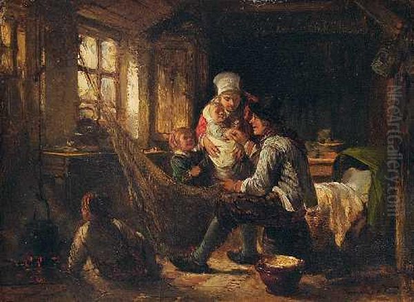 Fischerfamilie In Der Stube Oil Painting by Herman Frederik Carel ten Kate