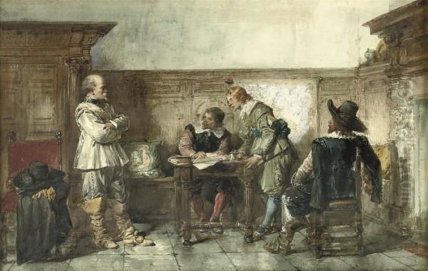 Listening To The Proposal Oil Painting by Herman Frederik Carel ten Kate