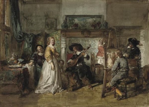 In The Artist's Studio Oil Painting by Herman Frederik Carel ten Kate