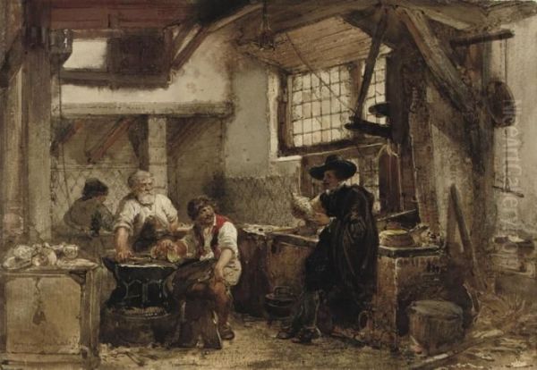 Visiting The Silversmith Oil Painting by Herman Frederik Carel ten Kate