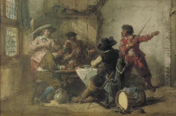 En Garde! Oil Painting by Herman Frederik Carel ten Kate