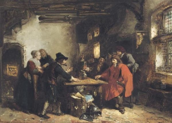 Throwing The Dice Oil Painting by Herman Frederik Carel ten Kate