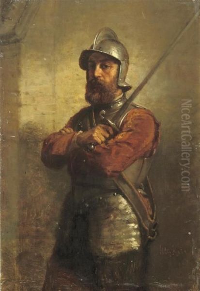 A Portrait Of A Soldier Oil Painting by Herman Frederik Carel ten Kate