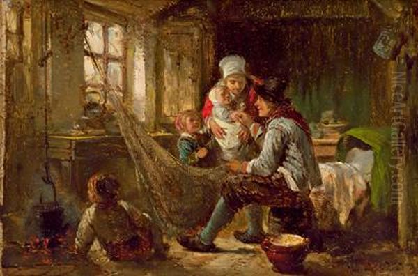 Familienidyll Oil Painting by Herman Frederik Carel ten Kate