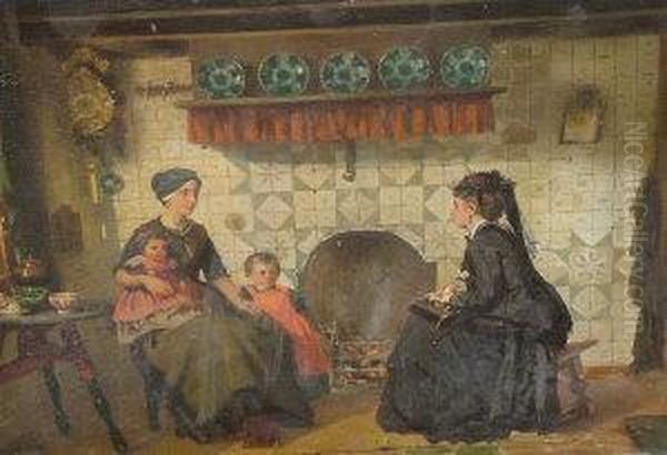 Circle Of Herman Fred Carel Ten Kate, Dutch -- Family Group In An Interior Oil Painting by Herman Frederik Carel ten Kate