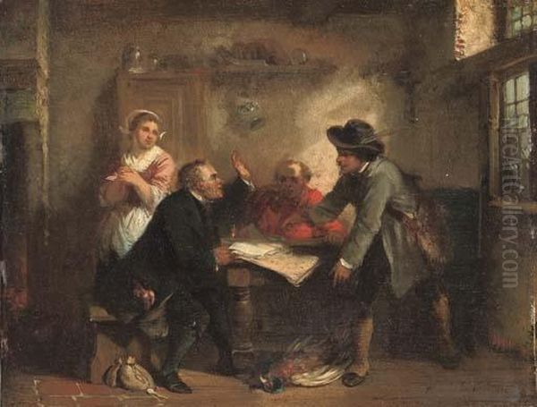 A Huntsman Settling His Account Oil Painting by Herman Frederik Carel ten Kate