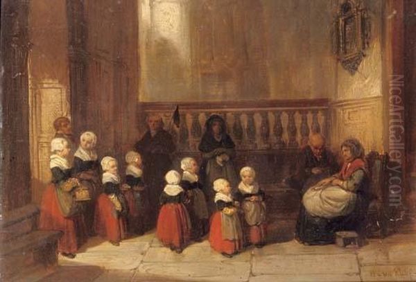 Orphan Girls In An Interior, Amsterdam Oil Painting by Herman Frederik Carel ten Kate