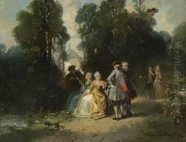 Galante Gesellschaft Im Park. Oil Painting by Herman Frederik Carel ten Kate