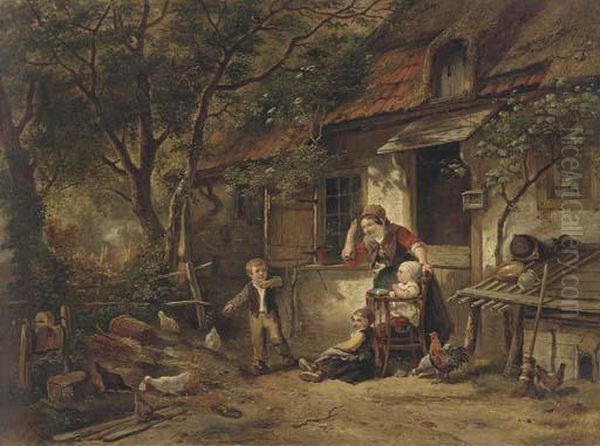 The Farmyard Thief Oil Painting by Herman Frederik Carel ten Kate