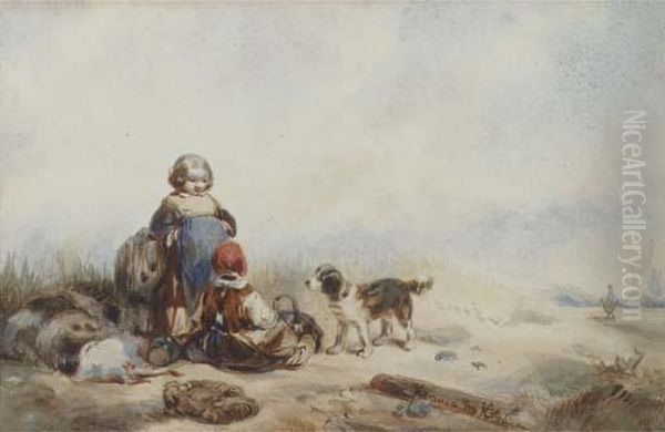 Children In The Dunes Oil Painting by Herman Frederik Carel ten Kate