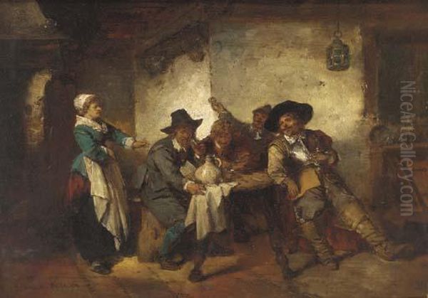 Cavaliers Drinking In The Tavern Oil Painting by Herman Frederik Carel ten Kate