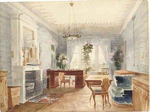 View of the interior of Gagarin Palace, Saint Petersburg Oil Painting by Russian School