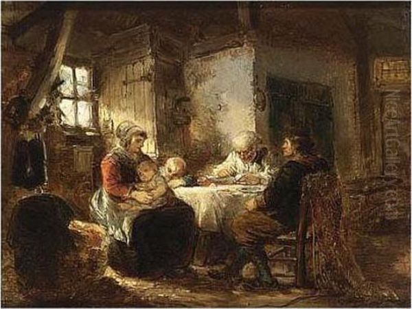 A Prayer Before The Meal Oil Painting by Herman Frederik Carel ten Kate