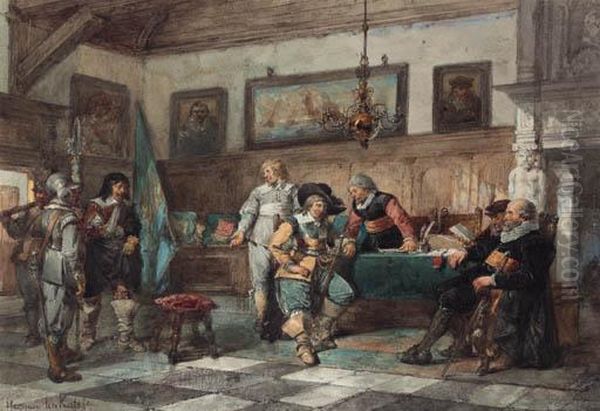 Settling The Dispute Oil Painting by Herman Frederik Carel ten Kate