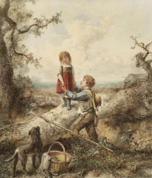 A Helping Hand Oil Painting by Jan Mari Henri Ten Kate