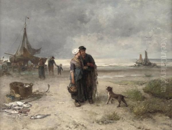 A Safe Return Oil Painting by Jan Mari Henri Ten Kate