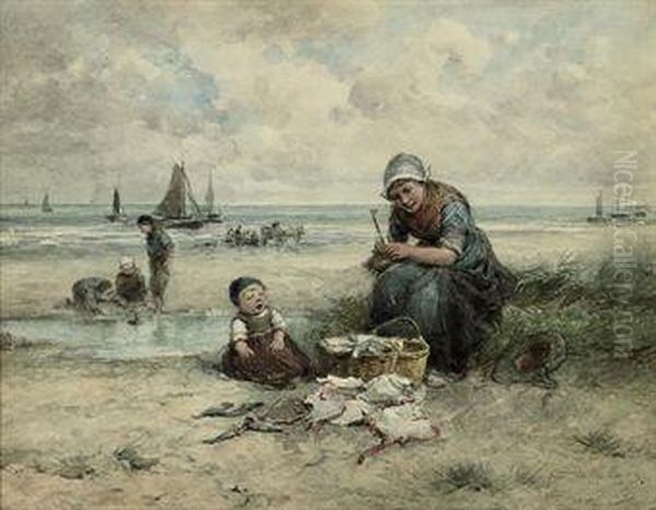 On The Beach Oil Painting by Jan Mari Henri Ten Kate