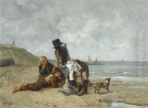 Guarding A Gentleman's Belongings Oil Painting by Jan Mari Henri Ten Kate