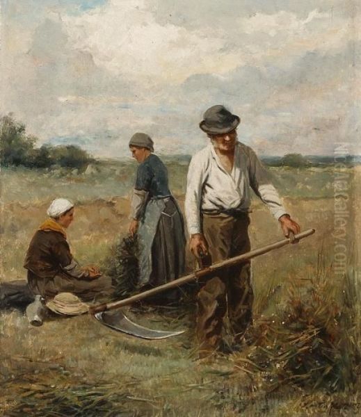 Harvest Scene Oil Painting by Jan Mari Henri Ten Kate