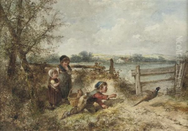 Chasing A Pheasant Oil Painting by Jan Mari Henri Ten Kate