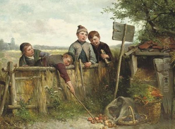 Little Thieves Oil Painting by Jan Mari Henri Ten Kate