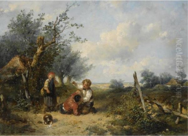 Children At Play Oil Painting by Jan Mari Henri Ten Kate