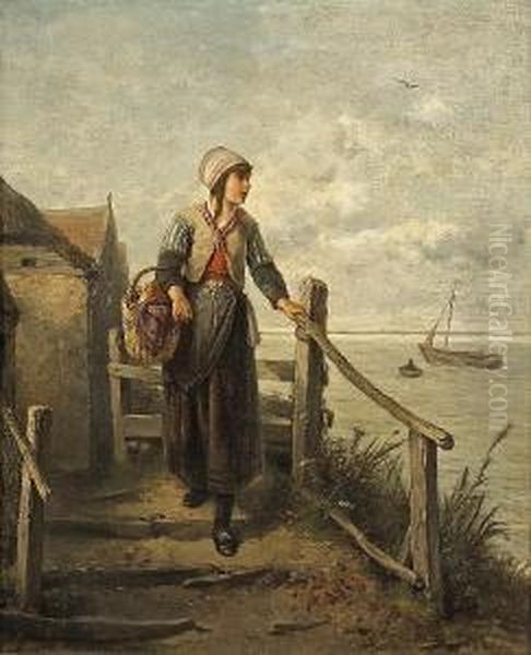 A Girl Of Marken Isle Oil Painting by Jan Mari Henri Ten Kate