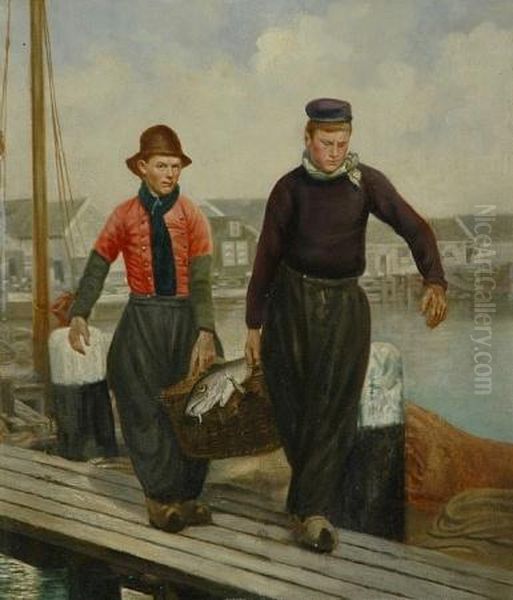 The Day's Catch Oil Painting by Jan Mari Henri Ten Kate