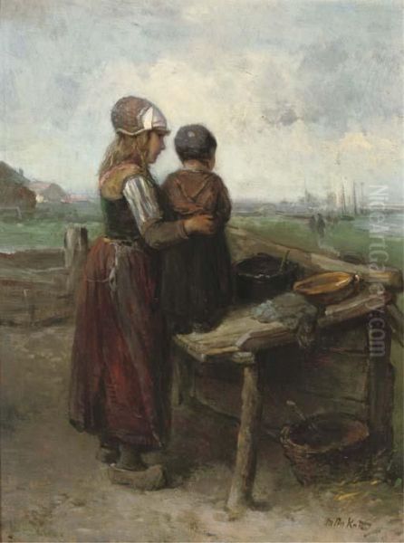 Eagerly Anticipating The Return, Marken Oil Painting by Jan Mari Henri Ten Kate