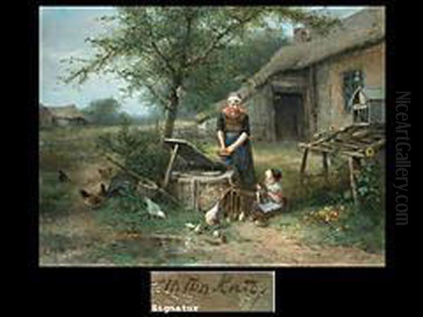 Mutter Und Tochter Oil Painting by Jan Mari Henri Ten Kate