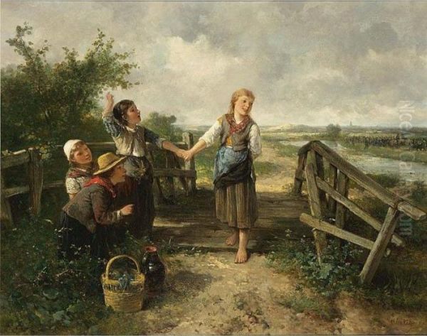 Merry Children In The Dunes Oil Painting by Jan Mari Henri Ten Kate