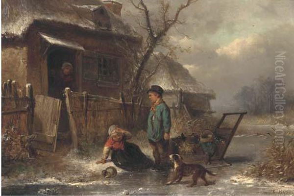 A Liitle Accident Oil Painting by Jan Mari Henri Ten Kate