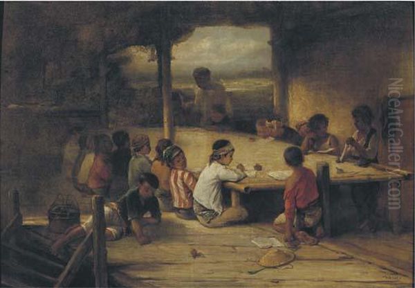 Native School At Sinagar Oil Painting by Jan Mari Henri Ten Kate