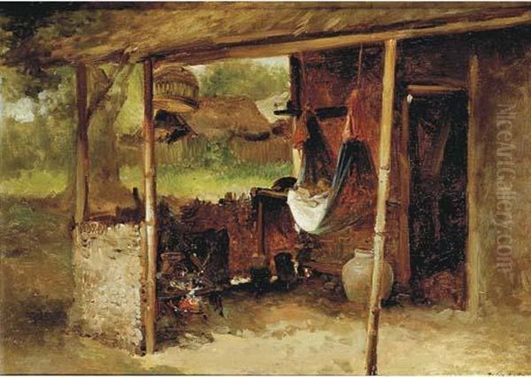 In The Kampong Oil Painting by Jan Mari Henri Ten Kate