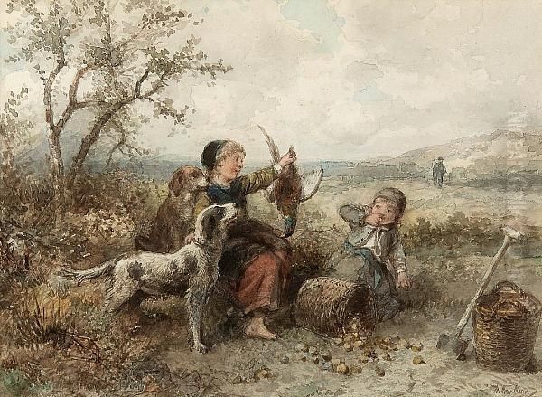 The Harvester's Children Oil Painting by Jan Mari Henri Ten Kate