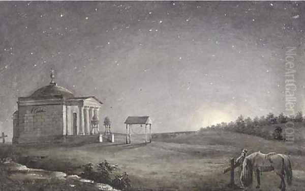 The General Tuchkov memorial chapel at Borodino Oil Painting by Russian School