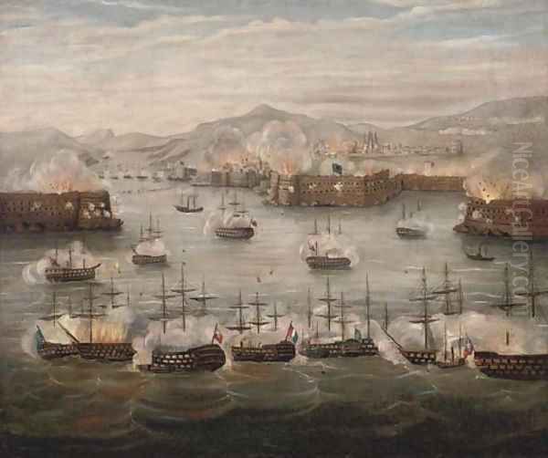 The great bombardment of Sebastopol Oil Painting by Russian School