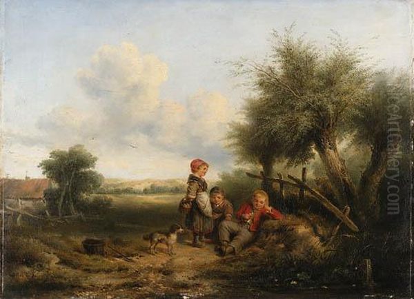 Little Gossips Oil Painting by Jan Mari Henri Ten Kate