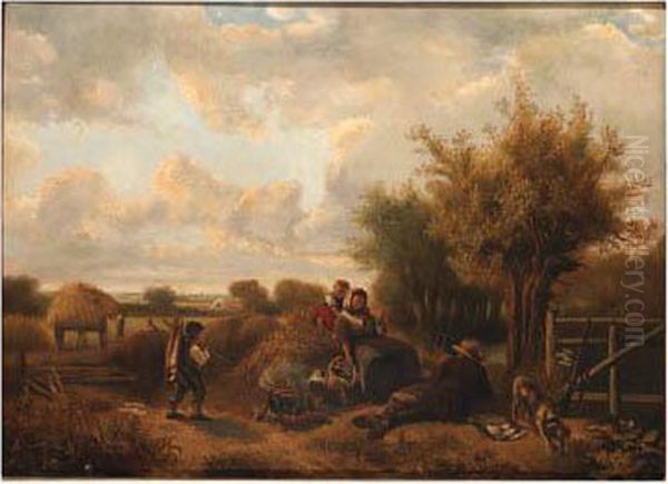 Harvesters Resting Oil Painting by Jan Mari Henri Ten Kate