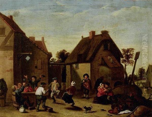 Festive Gathering In A Village Oil Painting by David The Younger Teniers