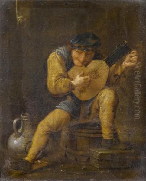 Lute Player Oil Painting by David The Younger Teniers