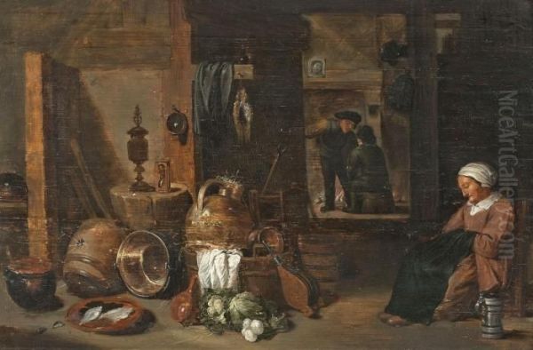 Kucheninterieur Mit Schlafender Frau Oil Painting by David The Younger Teniers