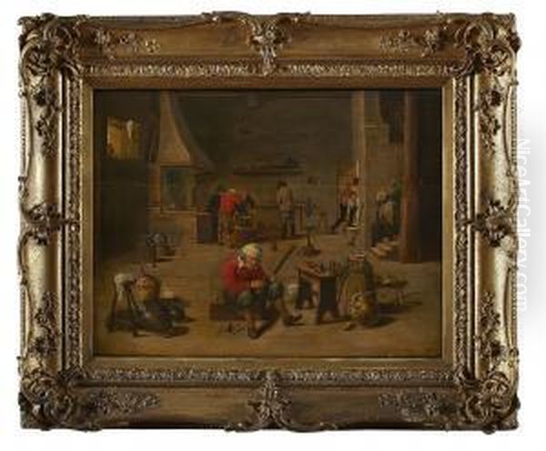 The Interior Of A Blacksmith's Oil Painting by David The Younger Teniers