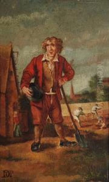 Farm Labourer Oil Painting by David The Younger Teniers