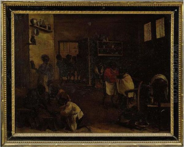 A Singerie: Monkeys At The Barber Oil Painting by David The Younger Teniers