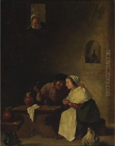 Figures In A Tavern Oil Painting by David The Younger Teniers