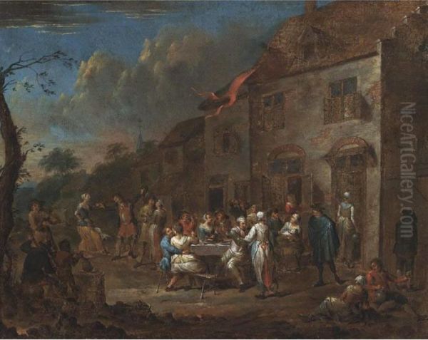 A Village Fete Oil Painting by David The Younger Teniers