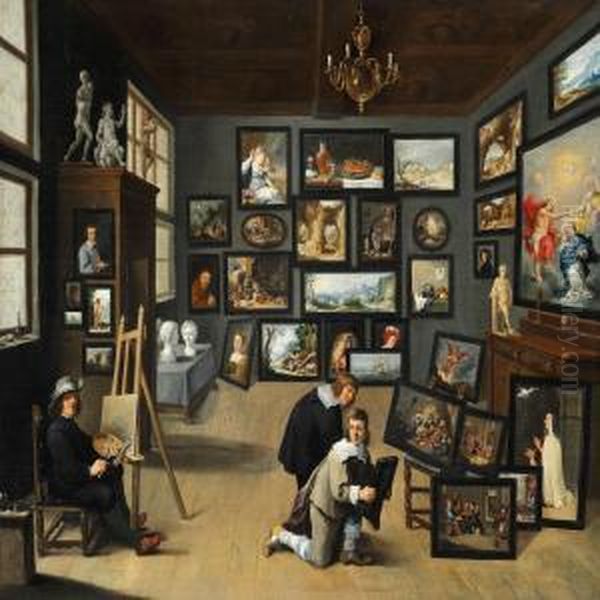 The Painter In His Studio Oil Painting by David The Younger Teniers