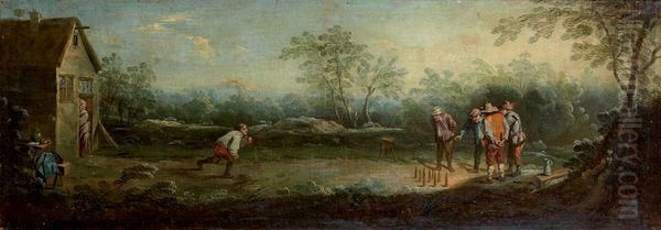 Les Joueurs De Quilles Oil Painting by David The Younger Teniers