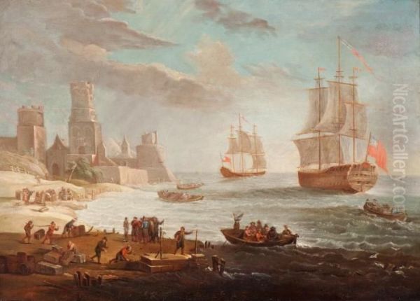 The Provisioning Of English Ships Near The Coast Oil Painting by David The Younger Teniers